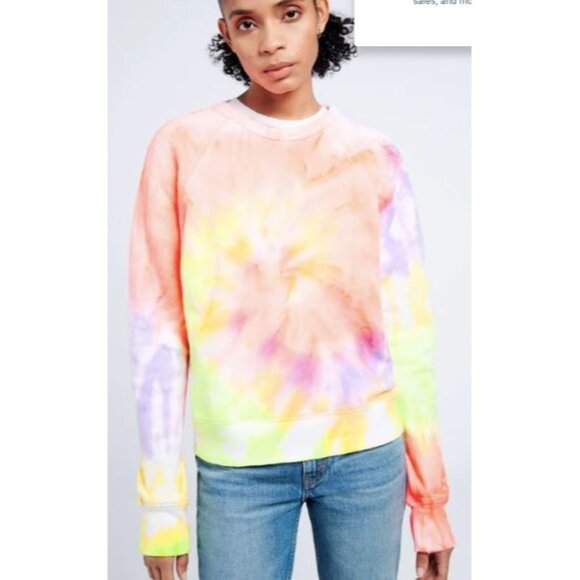 NWT RE/DONE x Hanes Classic Raglan Crewneck Neon Spiral Tie Dye-sz Large - Picture 9 of 9